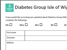 Diabetes Group IOW Membership/Update Form